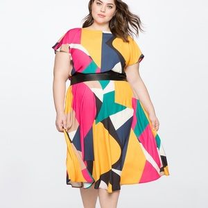 printed flutter sleeve dress eloquii